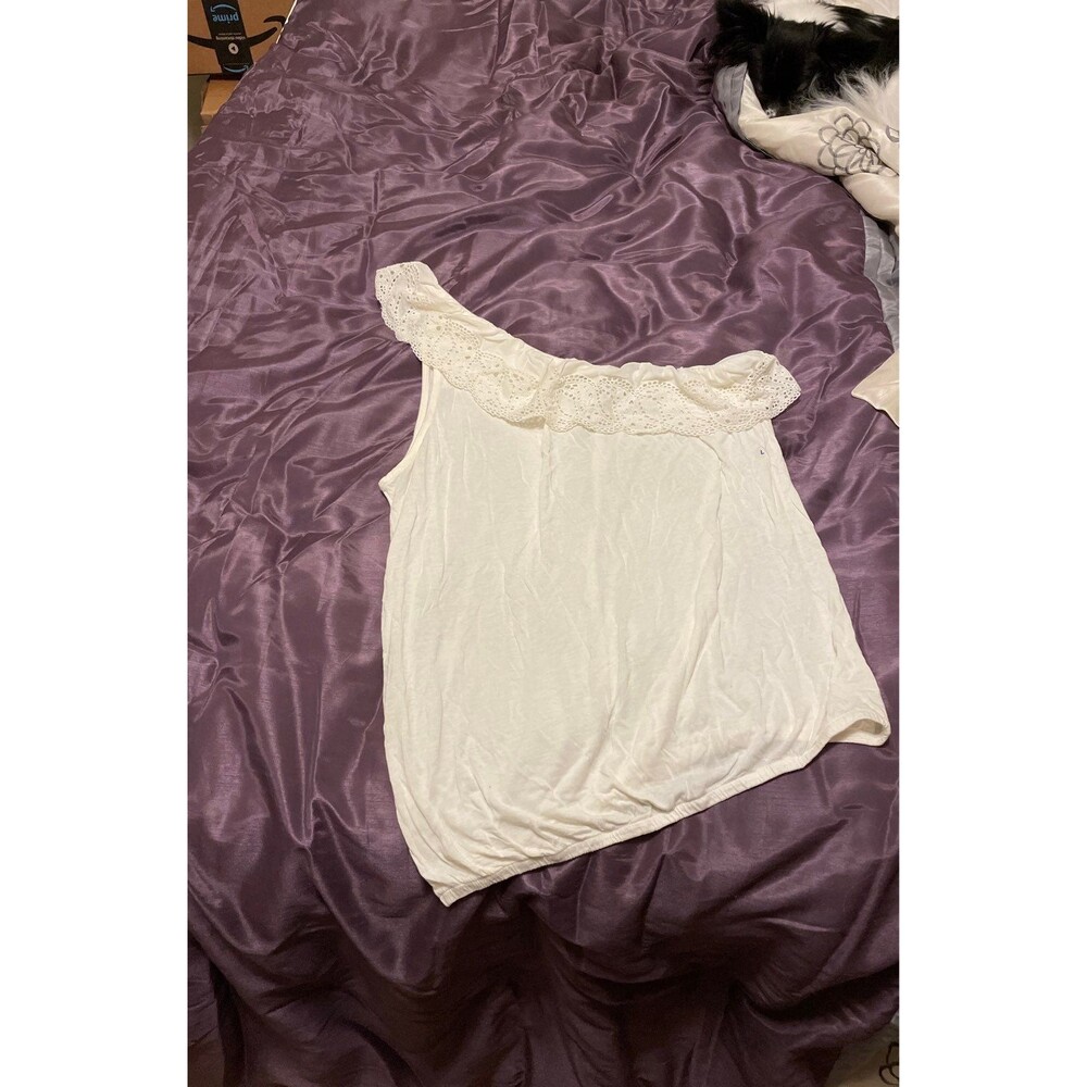 American eagle cream one shoulder blouse